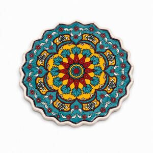 Made in Turkey Colorful Ceramic Tile Trivet Coaster Moroccan Mandala 6 Inch
